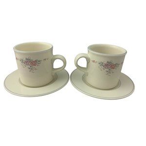 Pfaltzgraff Trousseau - Pair of Cups & Saucers - 3.25" Tall - Made in USA